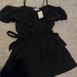 HYFVE Black Ruffled Mini Dress